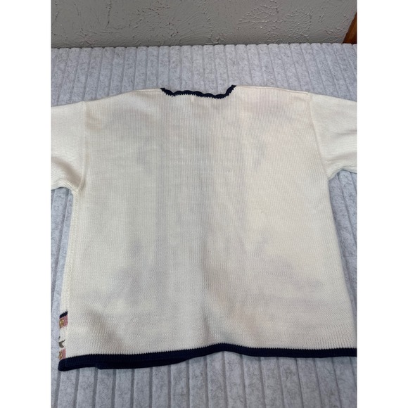 Lucia Petites Vintage Floral Embroidered Cardigan Cream Gold Pearl Button M - Picture 7 of 7